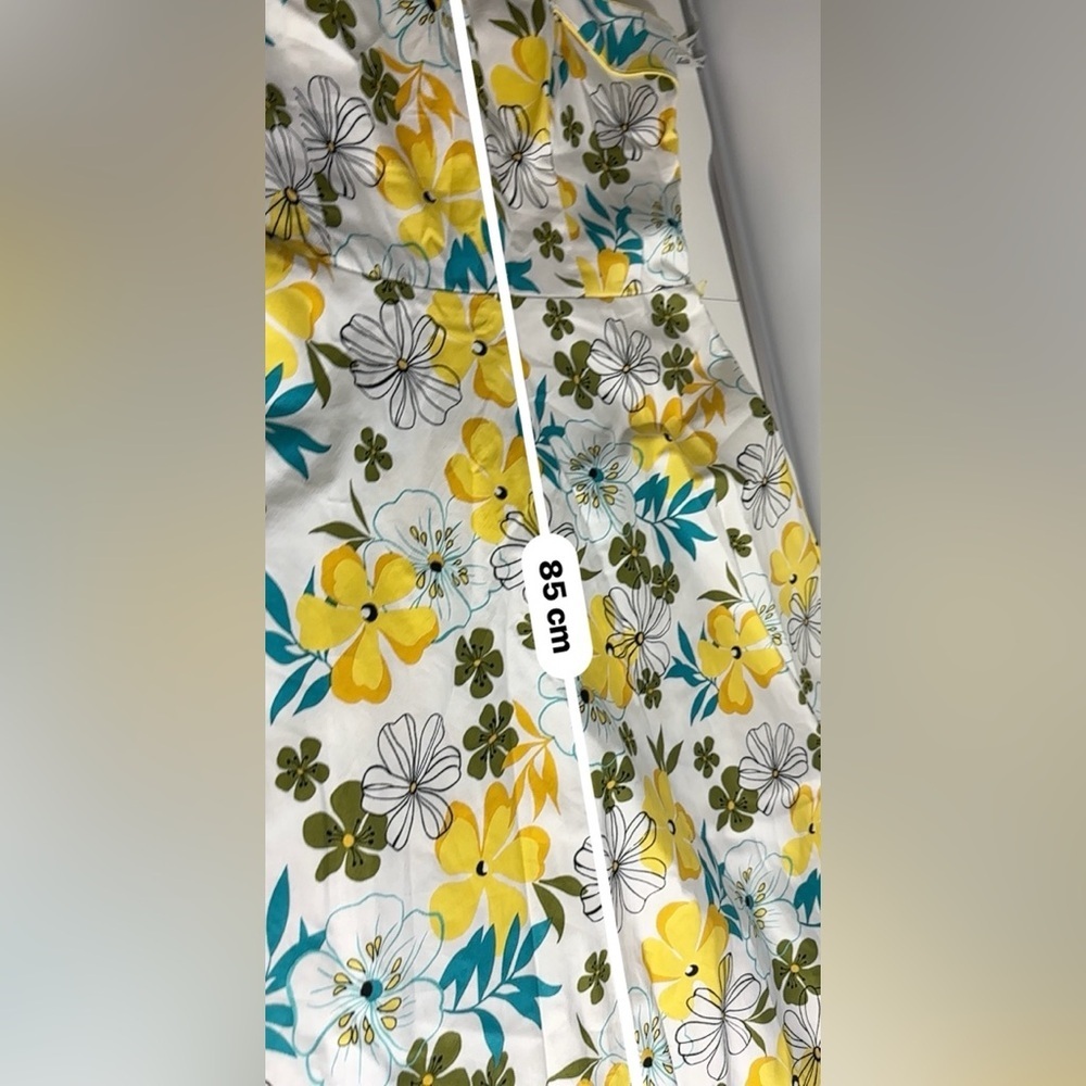 Vintage Jessica Sears Floral Cotton Sundress Yellow Retro A Line Dress 8 - Picture 5 of 8